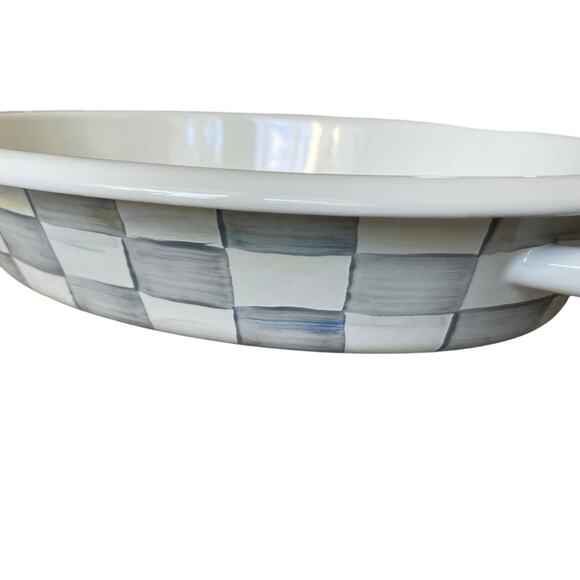 MacKenzie Childs Sterling Check Medium Oval Gratin Baking Dish Enamel Retired - Picture 7 of 16